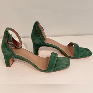 NATURALIZER 27 Edit Iriss Green Suede Leather Sandal Heel Sz 9.5 B 40.5